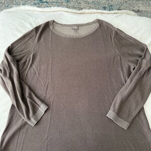 Chicos 3 Size XL Mocha Lightweight Crew Neck Sweater CH1